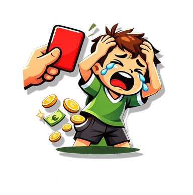Picture of a player crying because of a red card