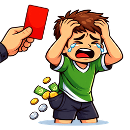 Picture of a player crying because of a red card